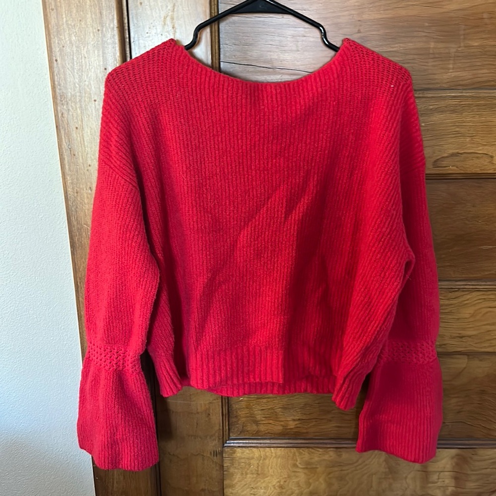 Anthropologie moth red ballon sleeve sweater